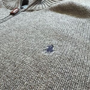Polo Ralph Lauren Sweater Men XL Gray Blue Pony 1/4 Zip Pullover Knit *